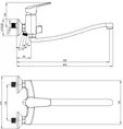 Deante Boro, nástenná umývadlová batéria 150mm s predĺženým ramenom a pripojením sprchovej hladice, čierna, BMO_N56M