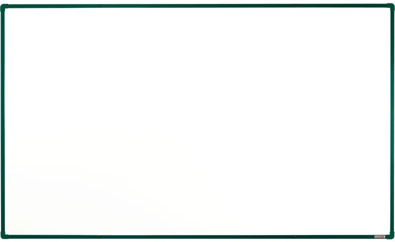 Biela magnetická popisovacia tabuľa s keramickým povrchom boardOK, 2000 x 1200 mm, zelený rám