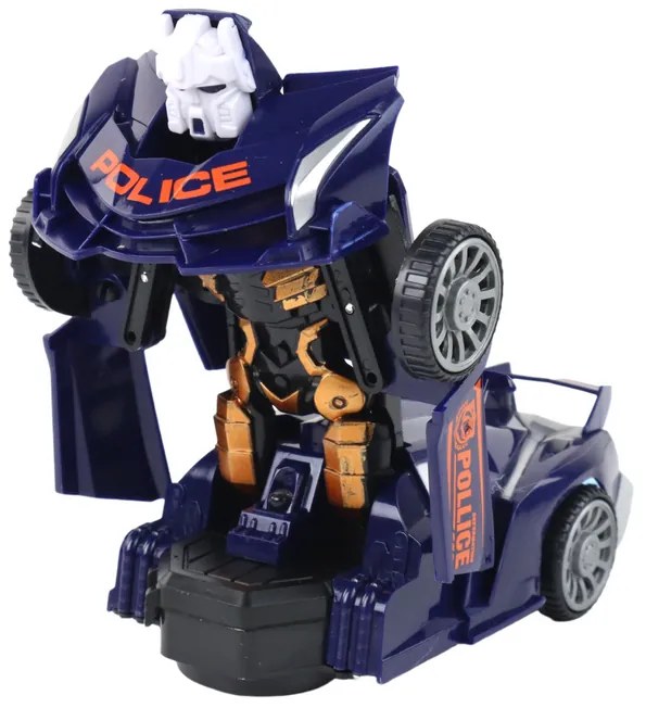 LEAN TOYS Policajné auto robotické 2v1 Transformers - námornícka modrá