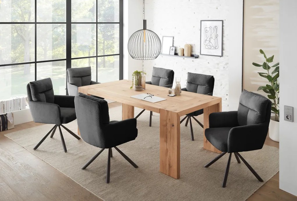 Otočná jedálenská stolička Sofia, šedá štruktúrovaná látka