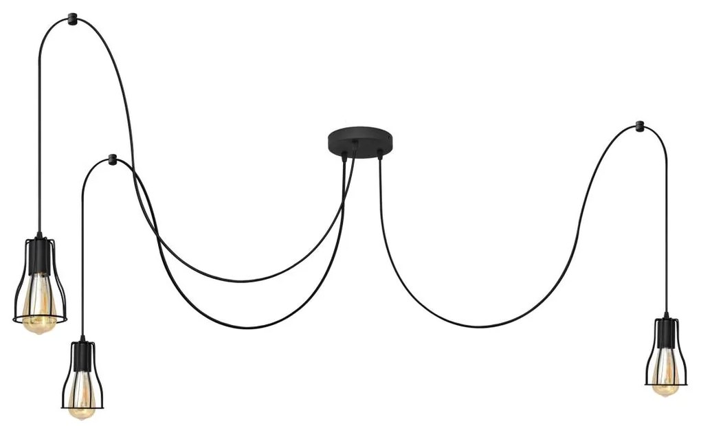 Luster na lanku TUBE LONG 3xE27/15W/230V čierna