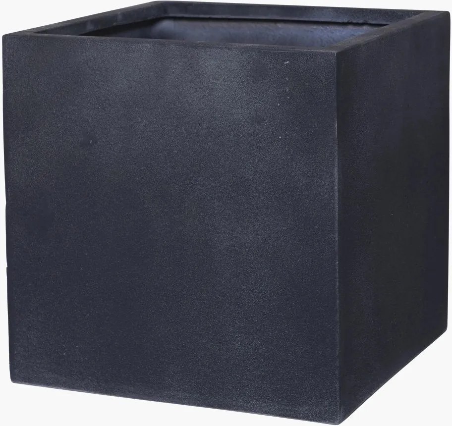 Kvetináč BLOCK, sklolaminát-vzhľad kameňa, 40x40x40 cm, antracit