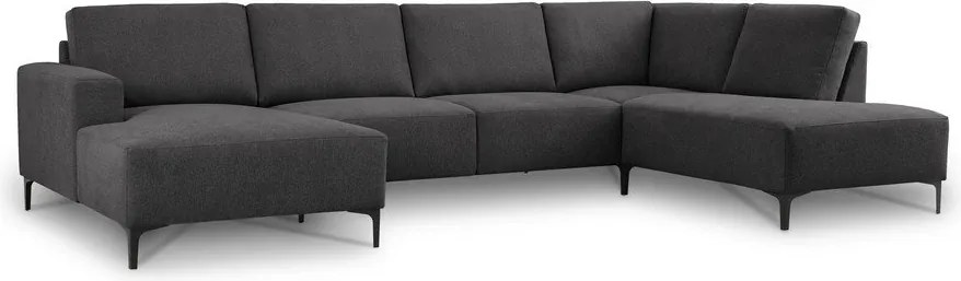 Antracitová ženilková rohová pohovka (pravý roh/do tvaru "U") Fabian – Scandic