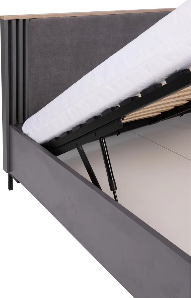 Posteľ s úložným priestorom Almo 160x200 cm, dub estana/antracit
