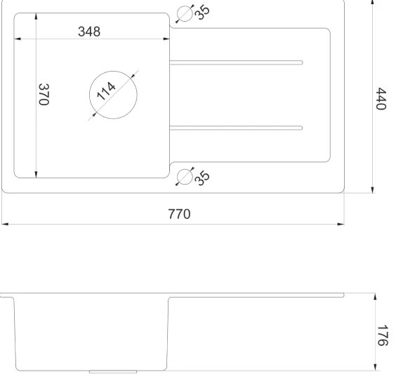 Sapho - Kuchynský drez 77 x 44 cm granit/čierna