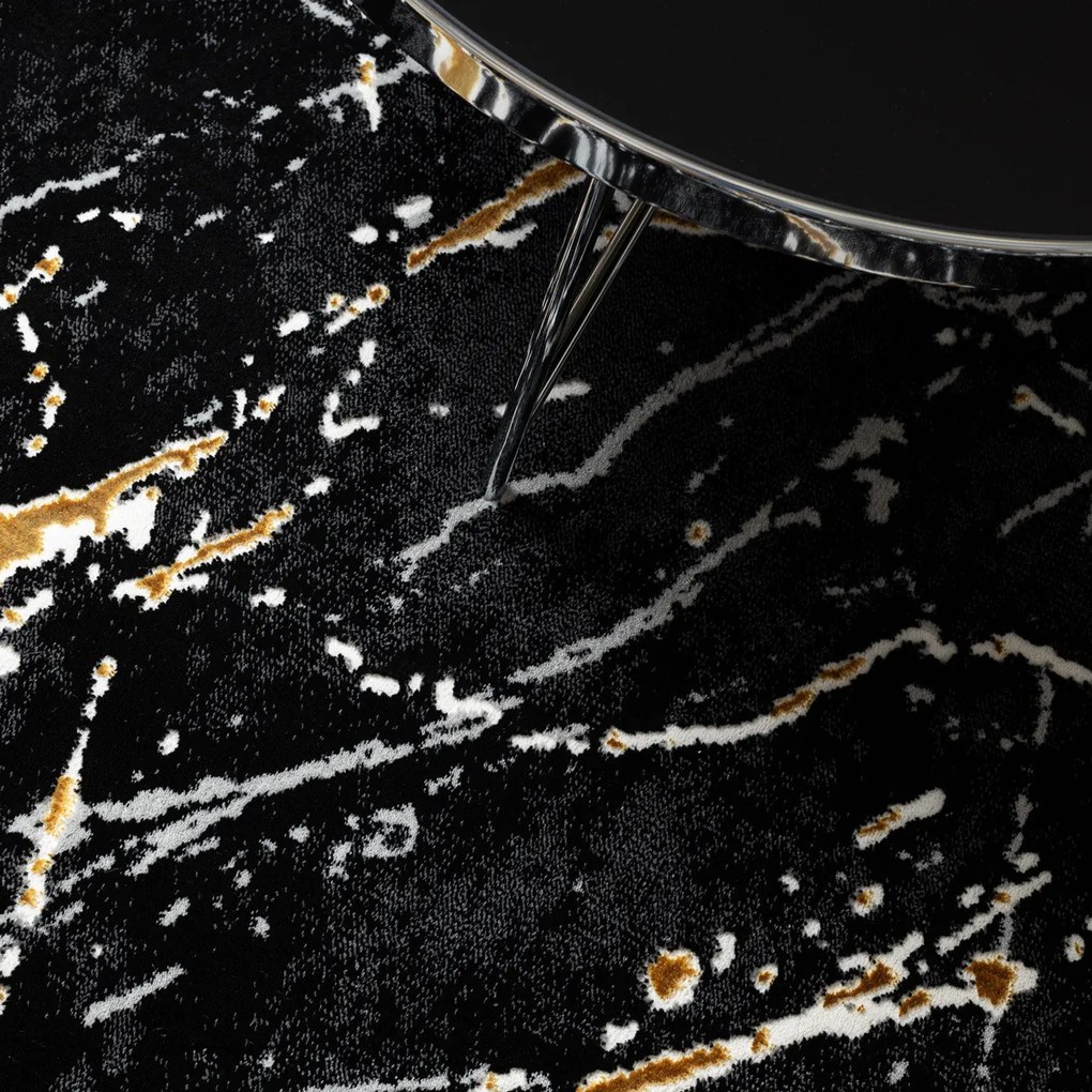 Dywany Łuszczów, Kusový koberec Allure 1963 black/gold kruh, 150x150 (priemer) kruh, čierna, kancelária