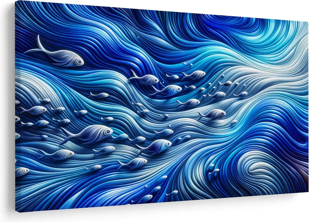 Obraz – Ryby vo vlnách (90x60 cm)