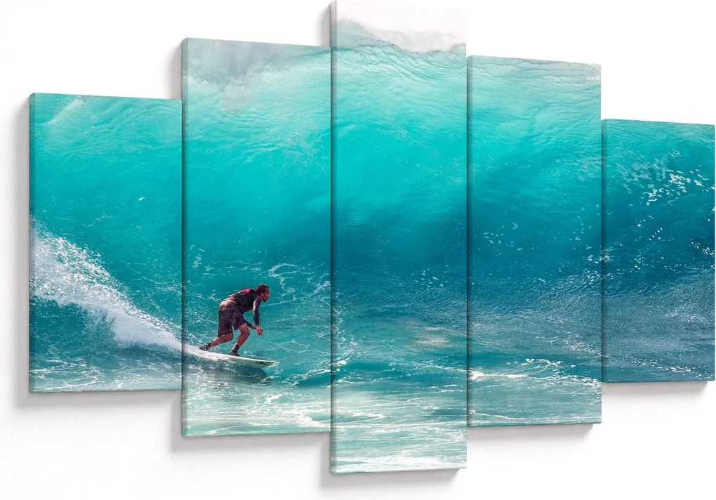 Obraz surferov vo vlnách (150x105 cm)