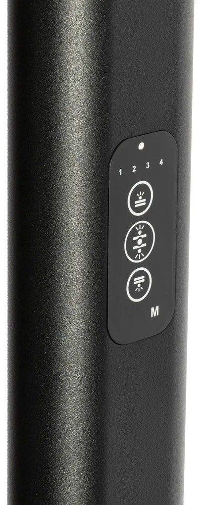 Denná stojaca lampa čierna štvorcová vrátane LED a stmievača - Guzo