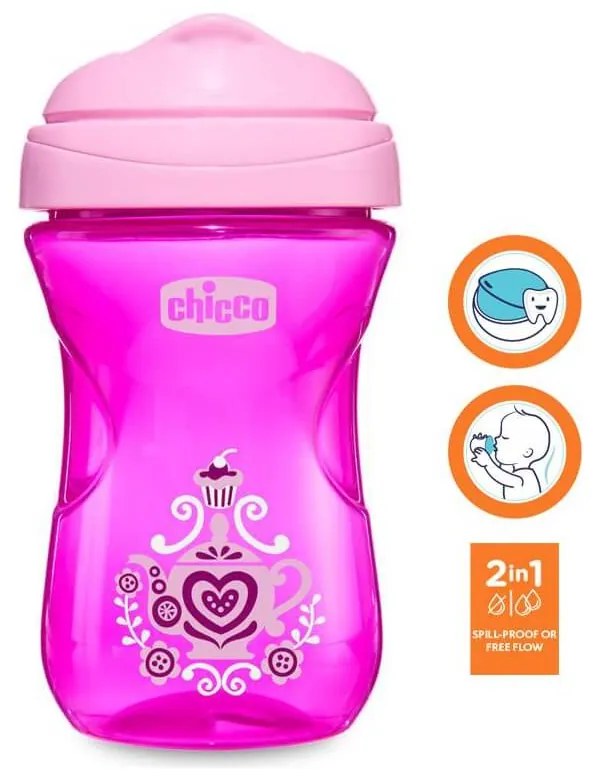 Hrnček Easy s tvrdým náustkom 266 ml ružový 12m+