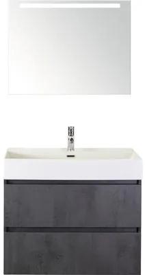 Kúpeľňový nábytkový set Maxx XL 80 cm s keramickým umývadlom a zrkadlom s LED osvetlením betón antracitovo sivá