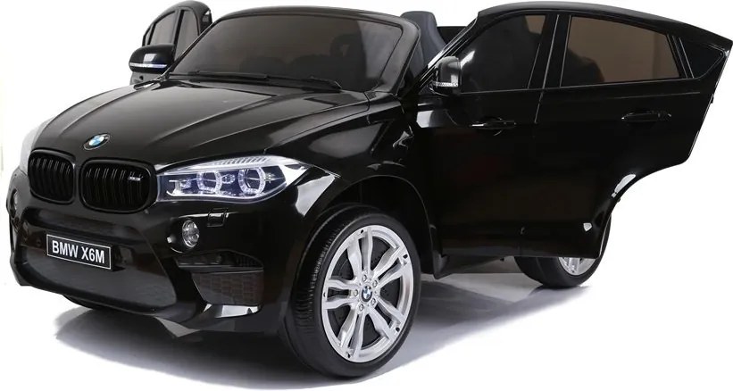 LEAN CARS Elektrické autíčko BMW X6M pre deti čierne lakované LED MP3