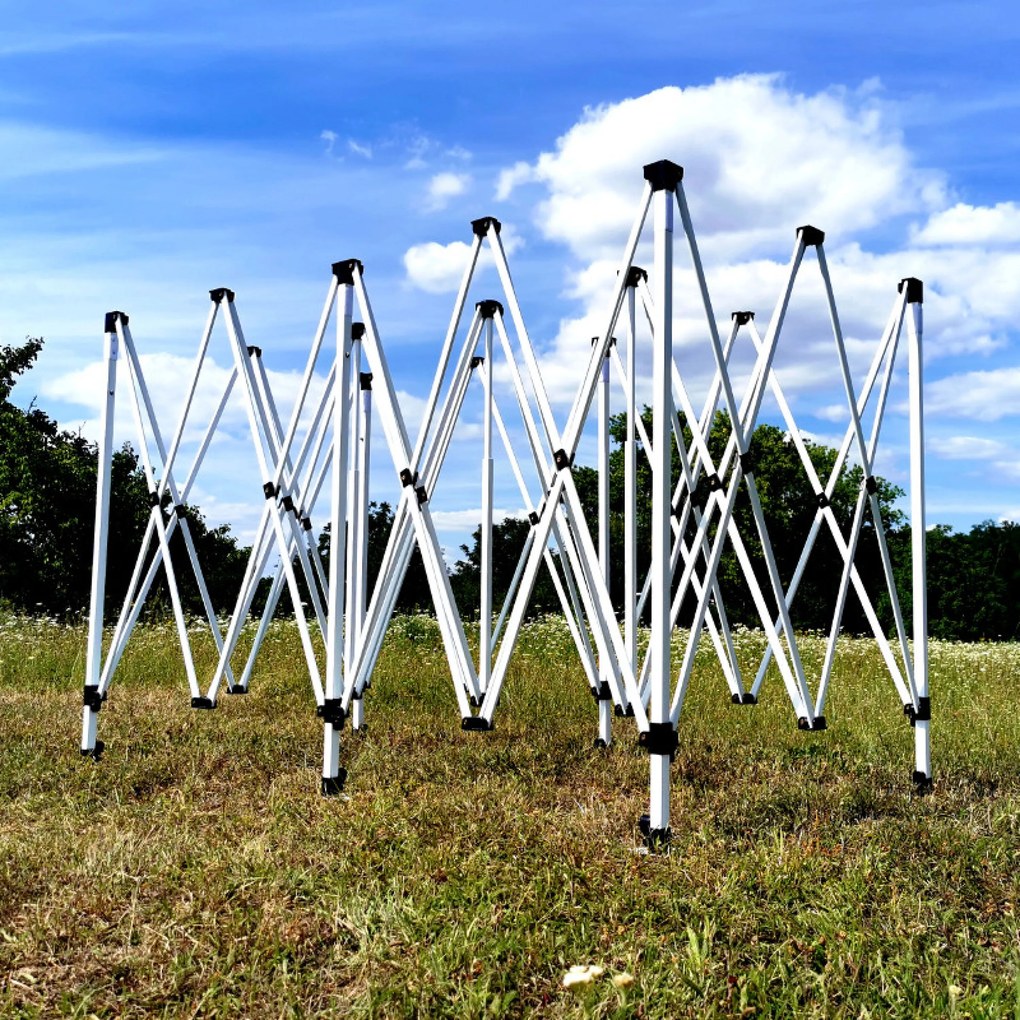 BRIMO Párty stan 3x6 m Nožnicový (3 steny) - Oceľová Konštrukcia a Plachta 330g/m² - s 3 stenami - Biela 11