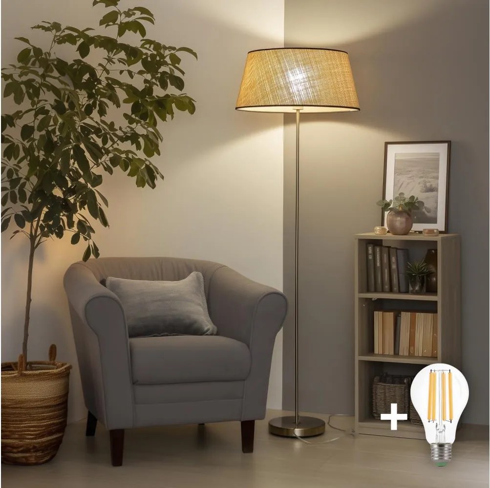 Brilagi - LED stojaca lampa CERIA 1xE27/40W/230V pr. 50 cm béžová/matný chróm