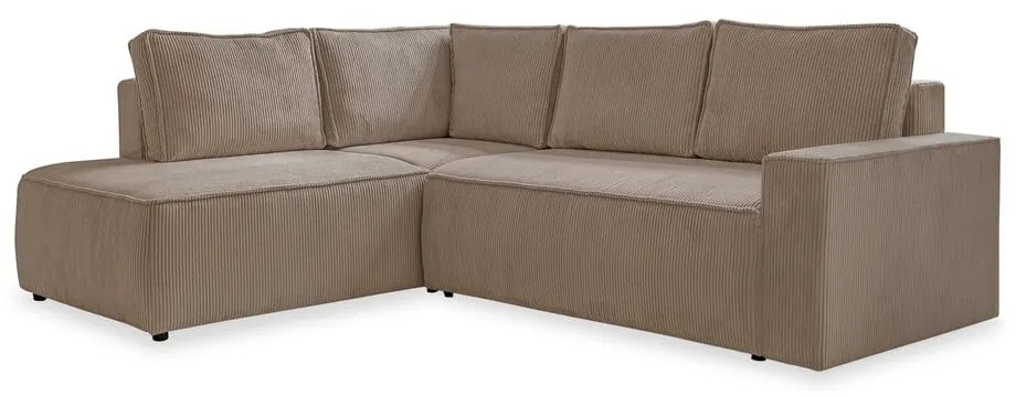 Béžová menčestrová rozkladacia rohová pohovka (ľavý roh) Brave Dave – Miuform