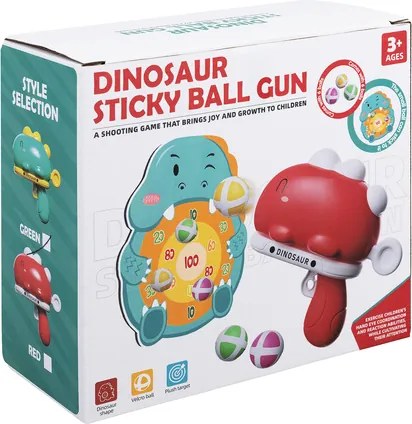 ISO Trade Arkádová hračka Strieľačka dinosaurov – pištoľ, terč, loptičky a štít