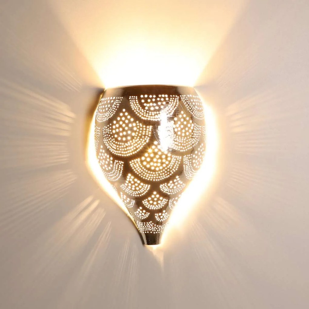 Marocká strieborná nástenná lampa Nadim