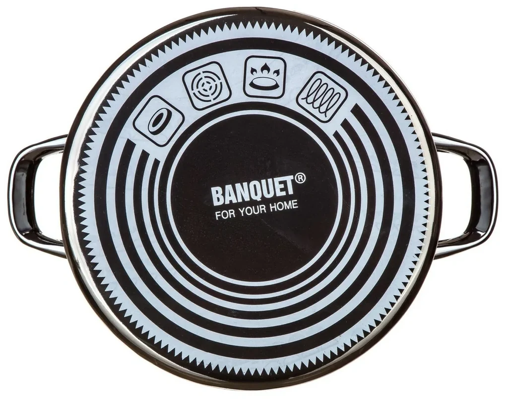 Banquet Hrniec smaltovaný METALLIC Black 26 cm, 6 l, s pokrievkou, 26 cm