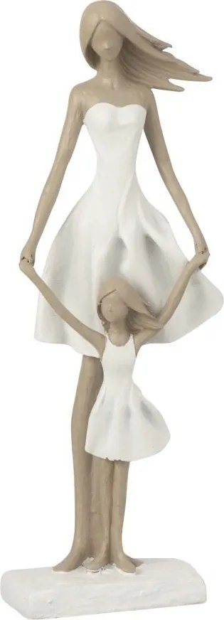 Bielo-taupe dekorácia matka a dcéra - 15*10*45 cm