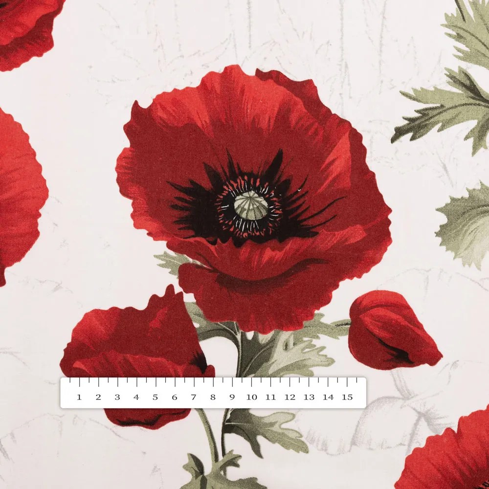 Biante Bavlnený oválny obrus Sandra SA-632 Vlčie maky na bielom 140x220 cm