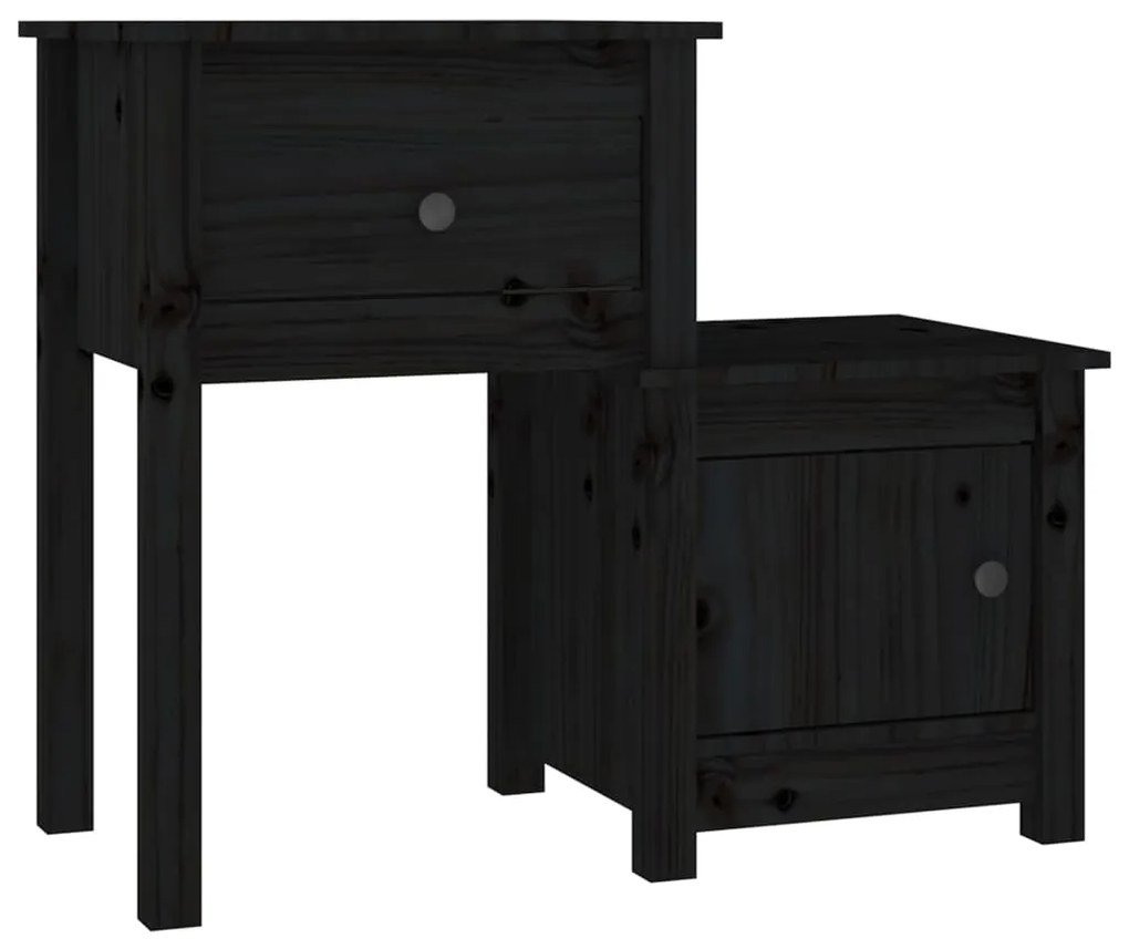 vidaXL Nočný stolík čierny 79,5x38x65,5 cm masívne borovicové drevo