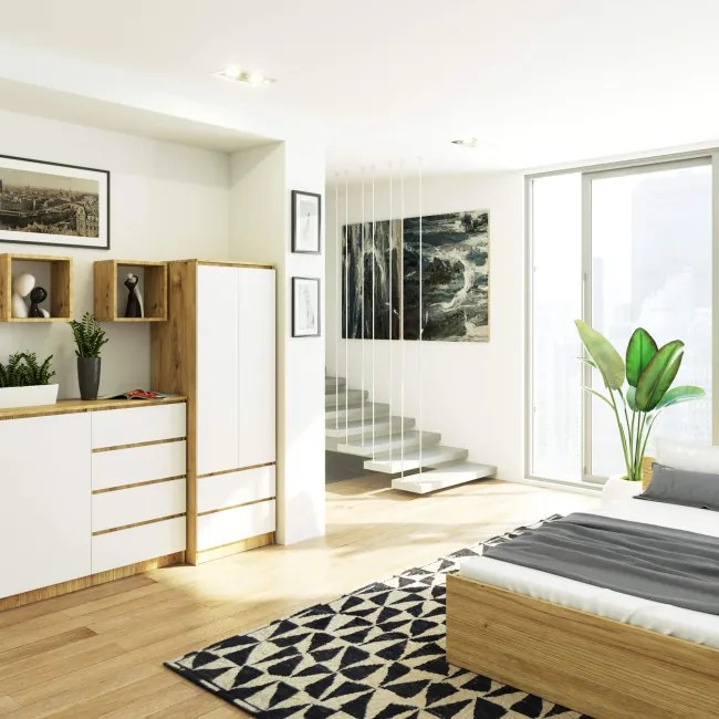 Skriňa STAR S 60 cm 2D 2SZ dub artisan / biela