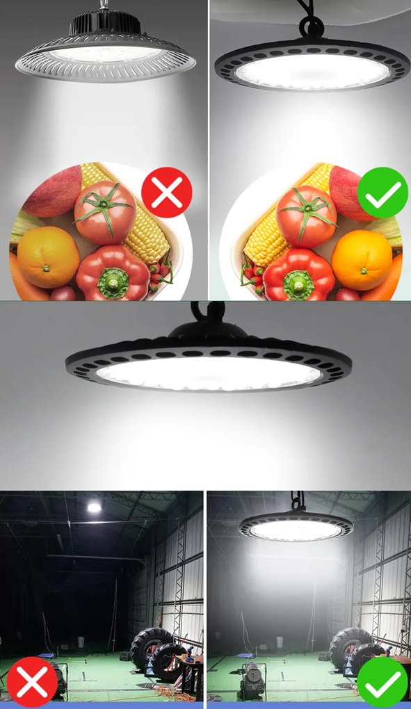 BERGE LED svietidlo High Bay UFO EcoPlanet - 100W - 10 000 lm - studená biela