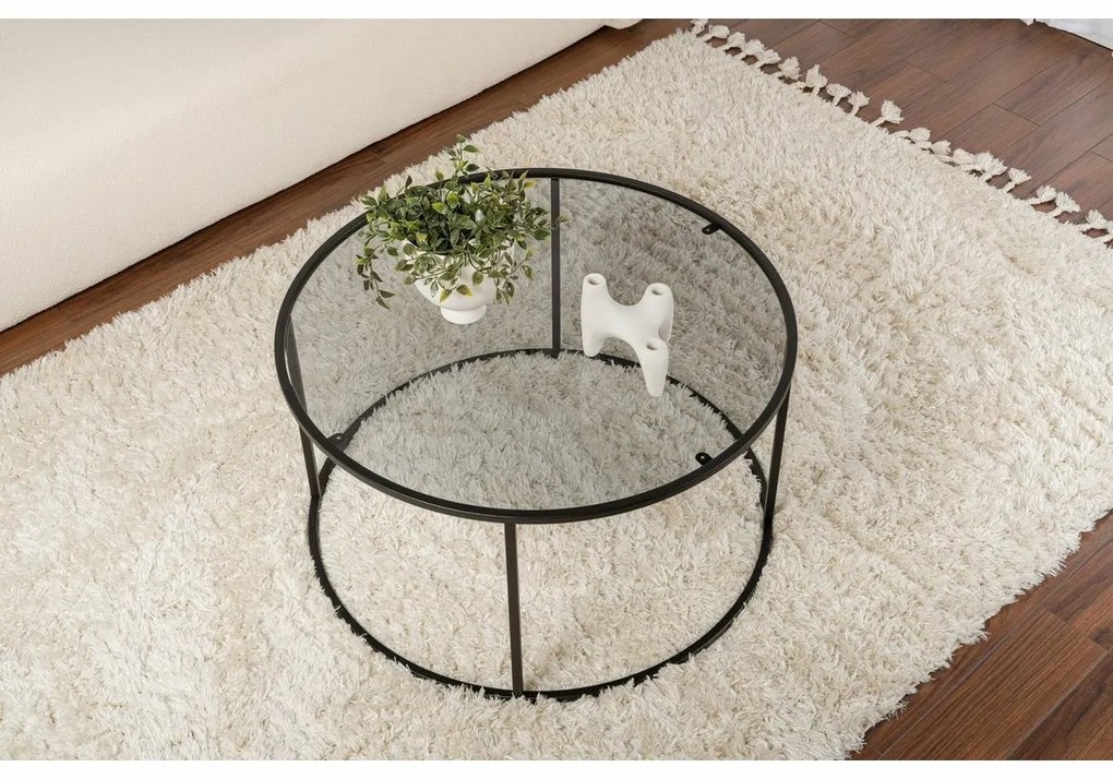 Konferenčný stolík Aurum Black s tmavým sklom, 80 cm