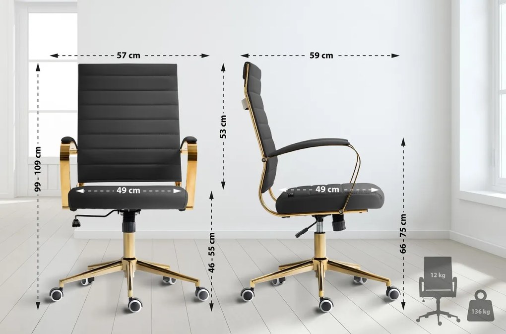 Design-Shop Kancelárska stolička Havanna - koženka - Čierna