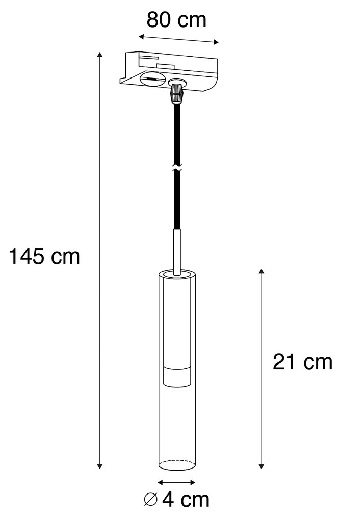 Moderný reflektor čierny s dymovým sklom pre koľajnicový systém 1-fázový - Slimline Loyce