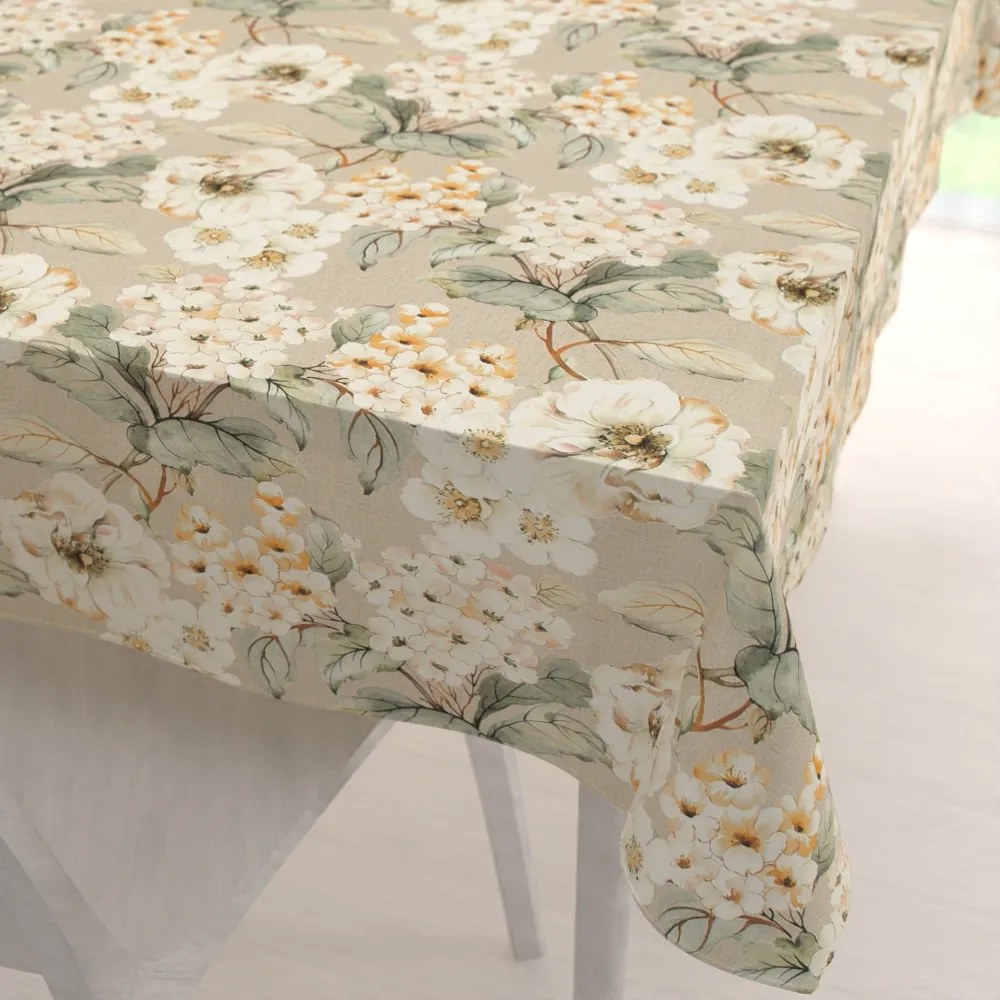 Biante Dekoračný obdĺžnikový obrus PML-106 Maľované kvety na béžovom 60x100 cm