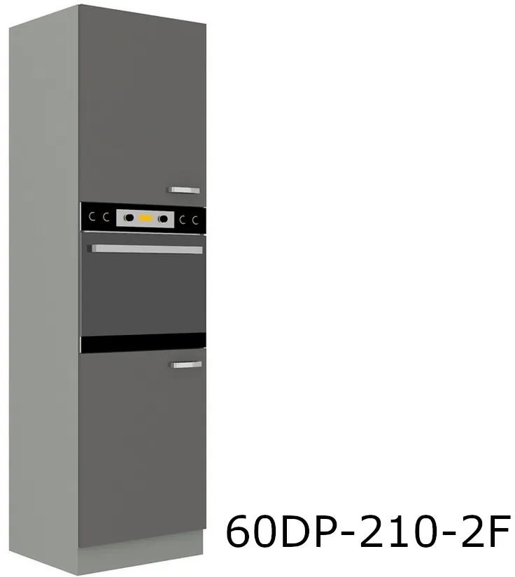 Kuchynská skrinka vstavaná vysoká GREY 60 DP-210 2F, 60x210x57, šedá/sivá lesk