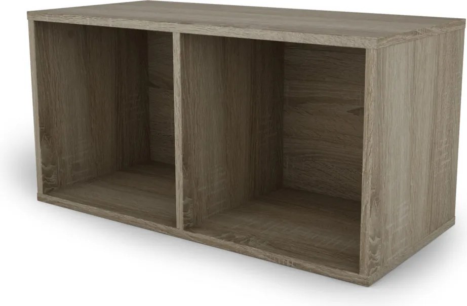 Nástenný regál s 2 priehradkami Jerry, dub sonoma