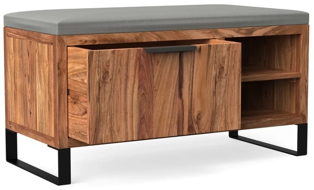 furniture-nabytek.cz - Masivní lavice Sydney z akáciového dřeva, lakovaná, hnědá – 90×41×44 cm