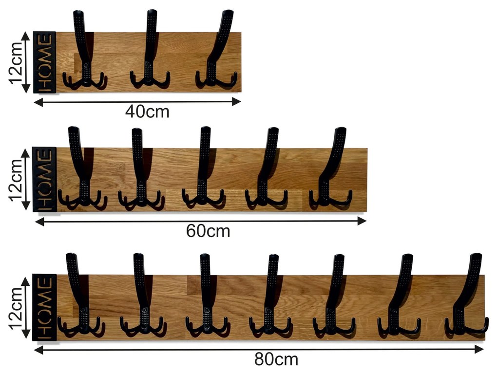 Dekorstudio Nástenný dubový vešiak Modern Oak 80cm
