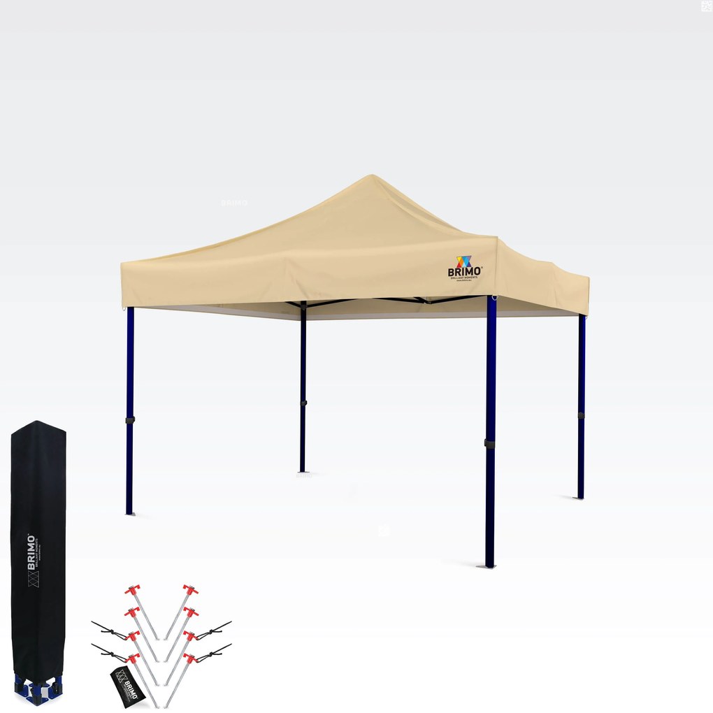 BRIMO Nožnicový stan 3x3 m – Rýchla montáž a 100% ochrana pre Párty a Oslavy - bez 3 stien - Béžová 31
