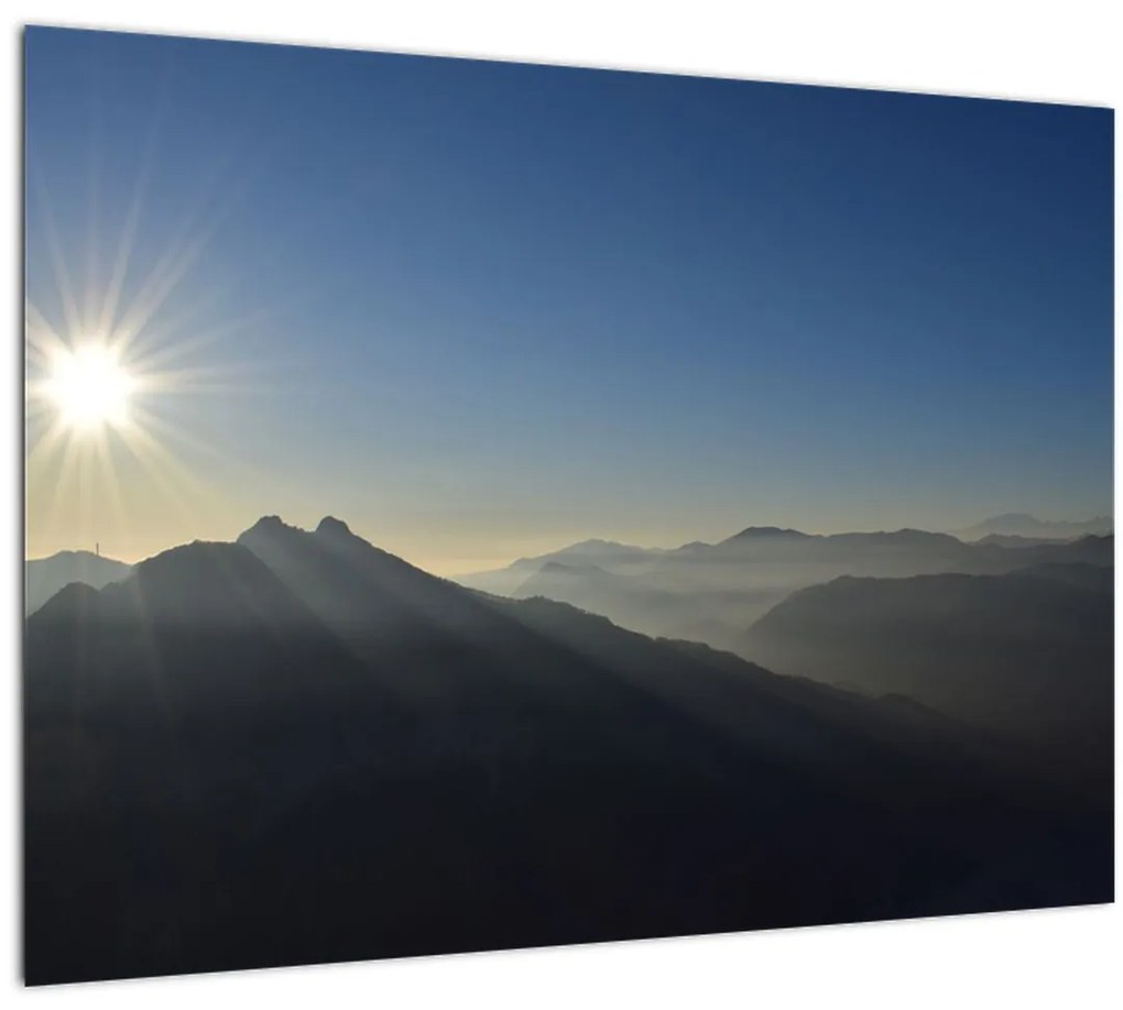 Sklenený obraz - Nad vrchol hôr (70x50 cm)
