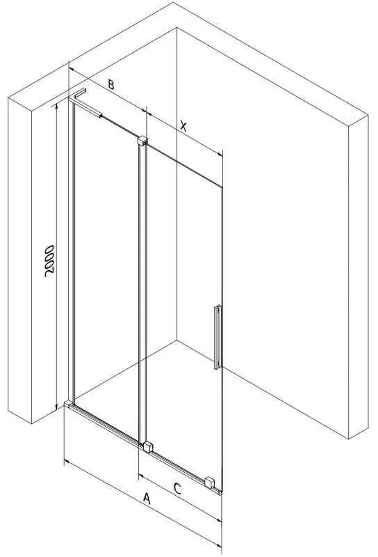 Mexen Velar L, posuvná sprchová zástena Walk-in 110 x 200 cm, 8mm šedé sklo, medená matná, 871-110-003-43-65