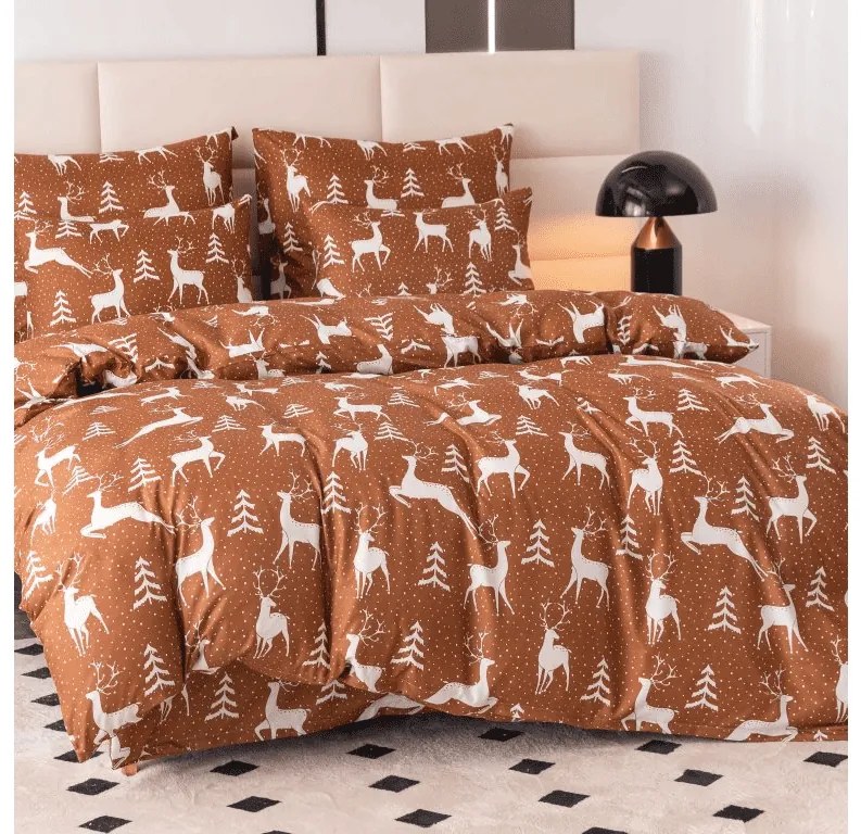 Obliečky z mikrovlákna WHITE DEER hnedé Rozmer obliečky: 2 ks 70 x 90 cm | 200 x 220 cm