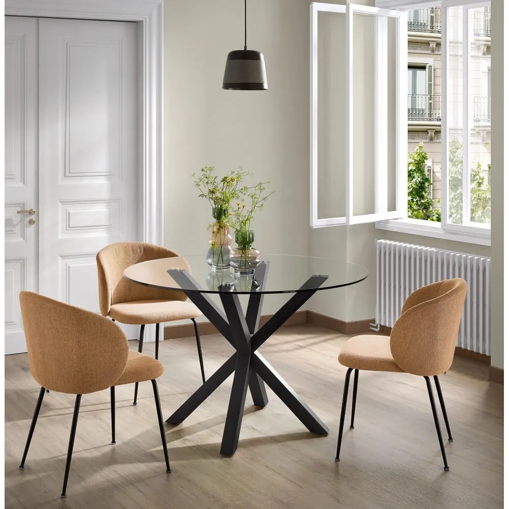 Guľatý jedálenský stôl so sklenenou doskou Kave Home, ø 119 cm