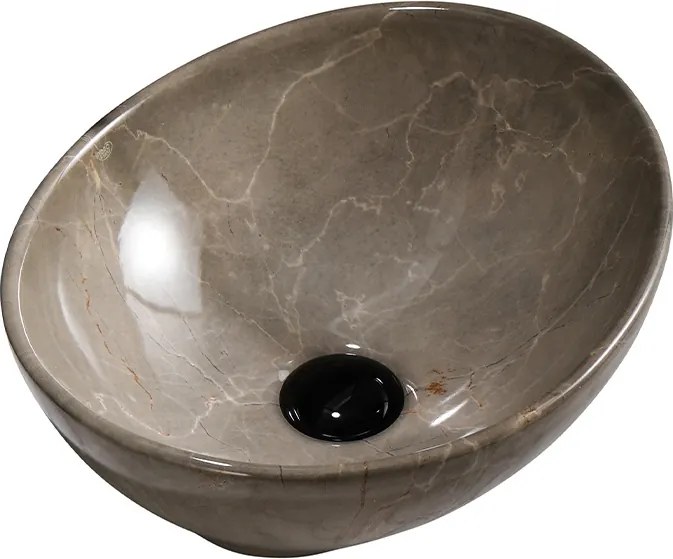BPS-koupelny Keramické umývadlo na dosku HYD-LU-MAR8-405 40,5x30 cm, hnedý mramor