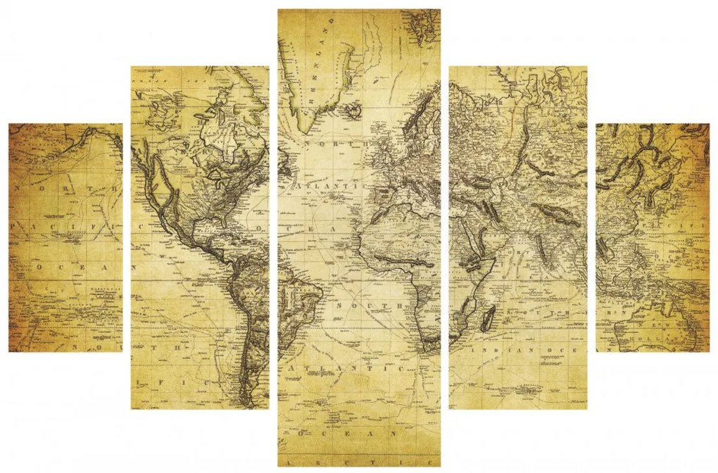 Viacdielny obraz Old Map 92 x 56 cm