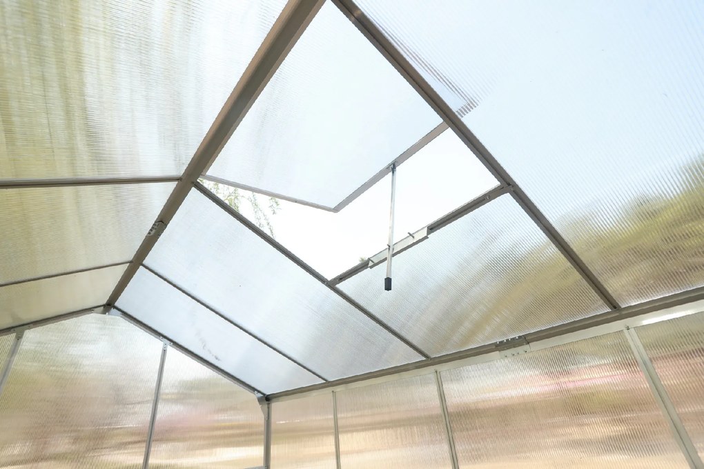 Skleník so základňou BestBerg BBGH‑806S / 4,8 m² / 252 × 190 × 194 cm / strieborná