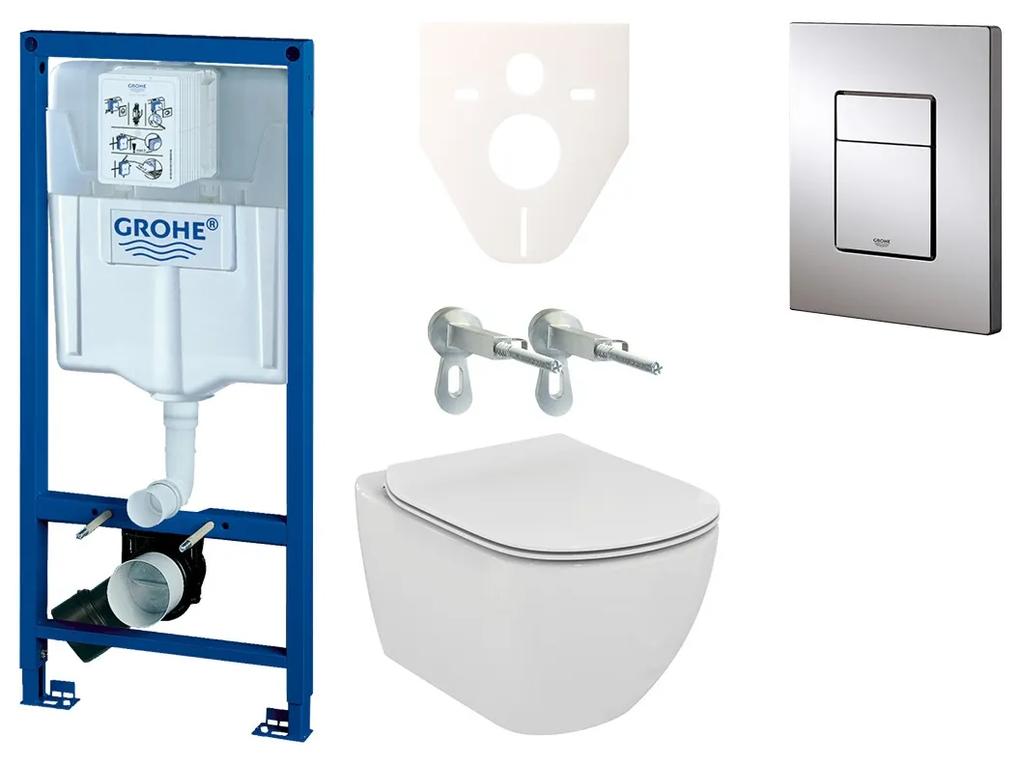 Cenovo zvýhodnený závesný WC set Grohe do ľahkých stien / predstenová montáž + WC Ideal Standard Tesi 38528SET-KE