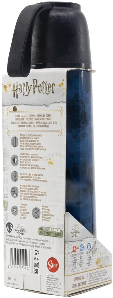 Nerezová termo fľaša na pitie Harry Potter s hrnčekom - 495 ml