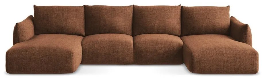 Terakotová rozkladacia rohová pohovka (do tvaru "U") Leila – Makamii