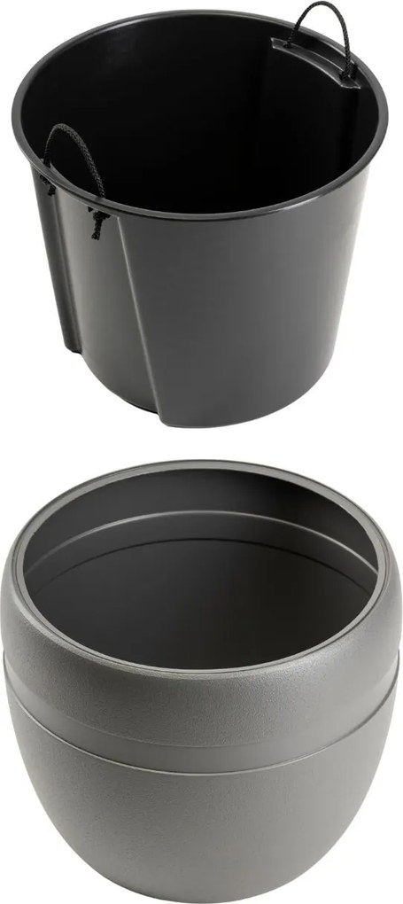 PLASTOVÝ KVETINÁČ LUNA CLASSIC 45,5X38 CM ANTRACITOVÁ