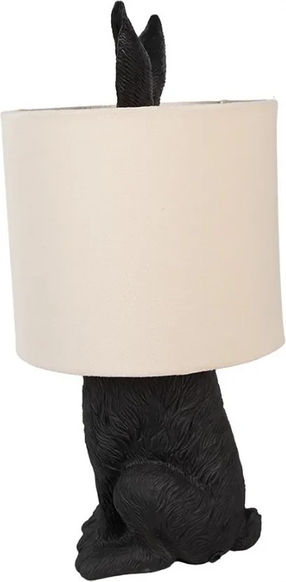 Čierna stolná lampa králik s bielym tienidlom Rabbi - Ø 20*43 cm