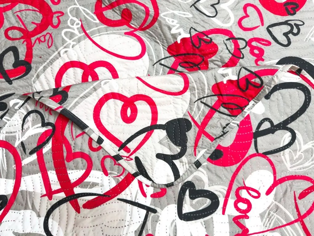 Prehoz na posteľ STREET LOVE, sivý Rozmer: 170 x 210 cm
