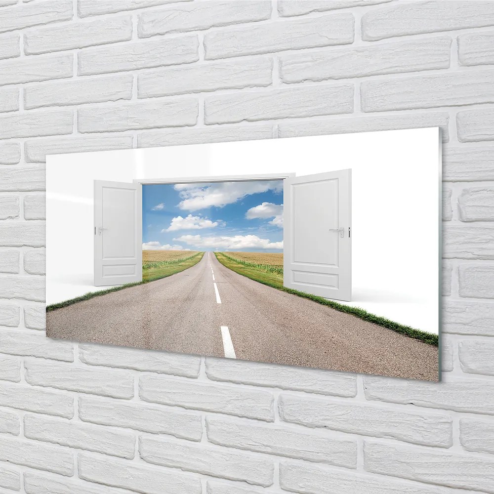 Nástenný panel  Poľná cesta 3d dvere 120x60 cm